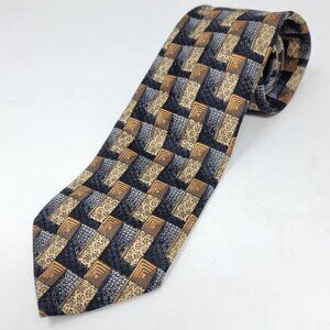 Ermenegildo Zegna 100% Silk Geometric Patterned Tie Made‎ In Italy